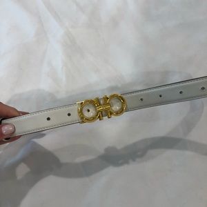 Ferragamo gold and white belt